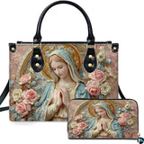 Porcelain Relief Madonna Handbag and Matching Wallet Set