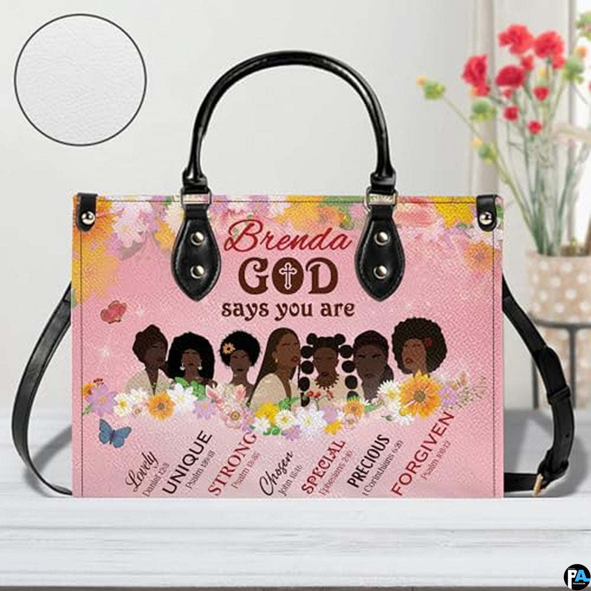 Personalized Leather Handbag for Black Women, Custom African Purse Bag Set, Birthday Meaningful Gifts for Mom, Friend