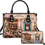 Personalized Book Lover Leather Handbag for Women, 3D Bookstore Library Tote Bag, Literary Gift for Readers, Bookworms