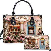 Personalized Book Lover Leather Handbag for Women, 3D Bookstore Library Tote Bag, Literary Gift for Readers, Bookworms