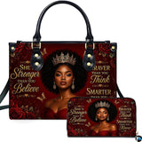 Regal Crowned African Empress and Ruby Red Rose Art Design