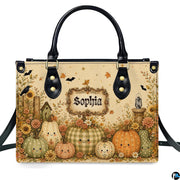 Studio portrait presenting smiling pumpkin harvest artwork centered against plain white backdrop.