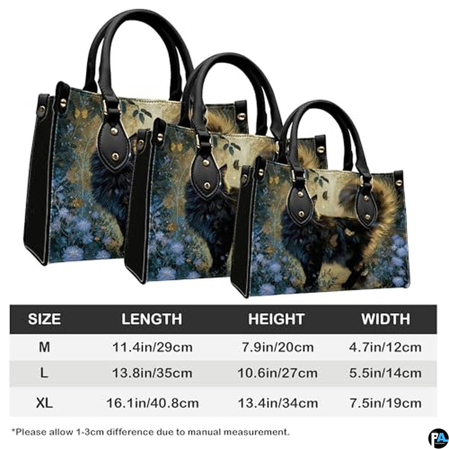 Personalized Gold Tailed Cat and Butterflies Handbag