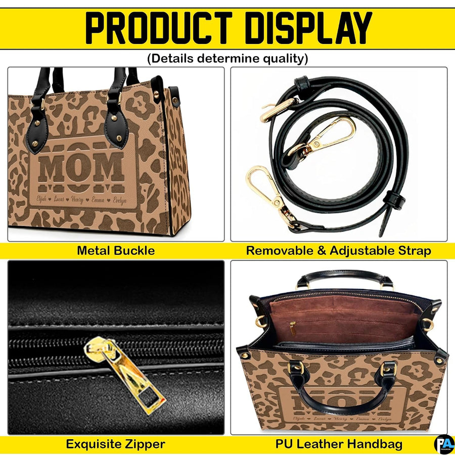 Structural diagram illustrating internal layout of the tan leopard print accessory.