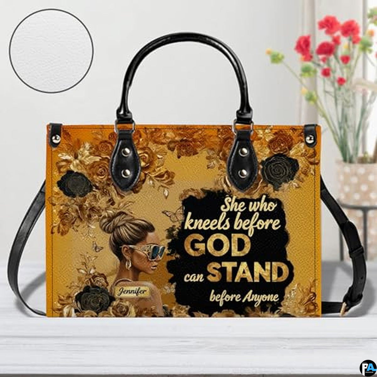 Black Girl Leather Handbag Custom Name Afrocentric Bag for Women with Leather Purse Gift for Mom Sister Daughter Melanin