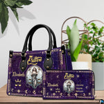 Celestial Scales Satchel Handbag and companion continental wallet displayed beside indoor plant.