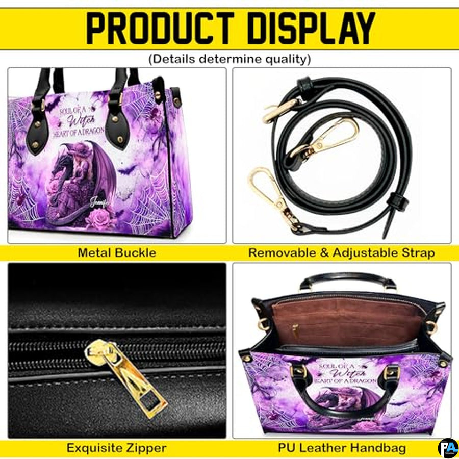 Personalized Witch Leather Bags, Halloween Purses For Women, Witch Art Bag, Spooky Halloween Purses, Holiday Gifts
