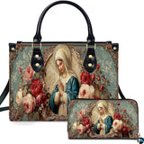 Virgin Mary Rose Floral Handbag and Matching Wallet Set