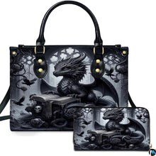 Personalized Dragon Leather Handbag, Fantasy Gothic Purse for Women, Mythical Shoulder Bag Gift for Dragon Lovers