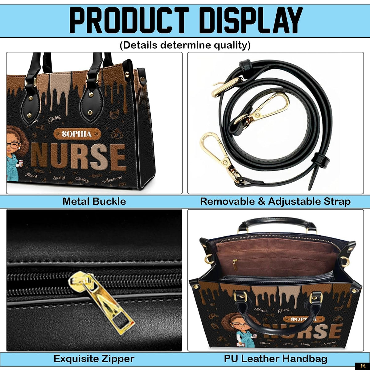 PREAUREUM "{split_values}" Personalized {collection_title} Leather Handbag