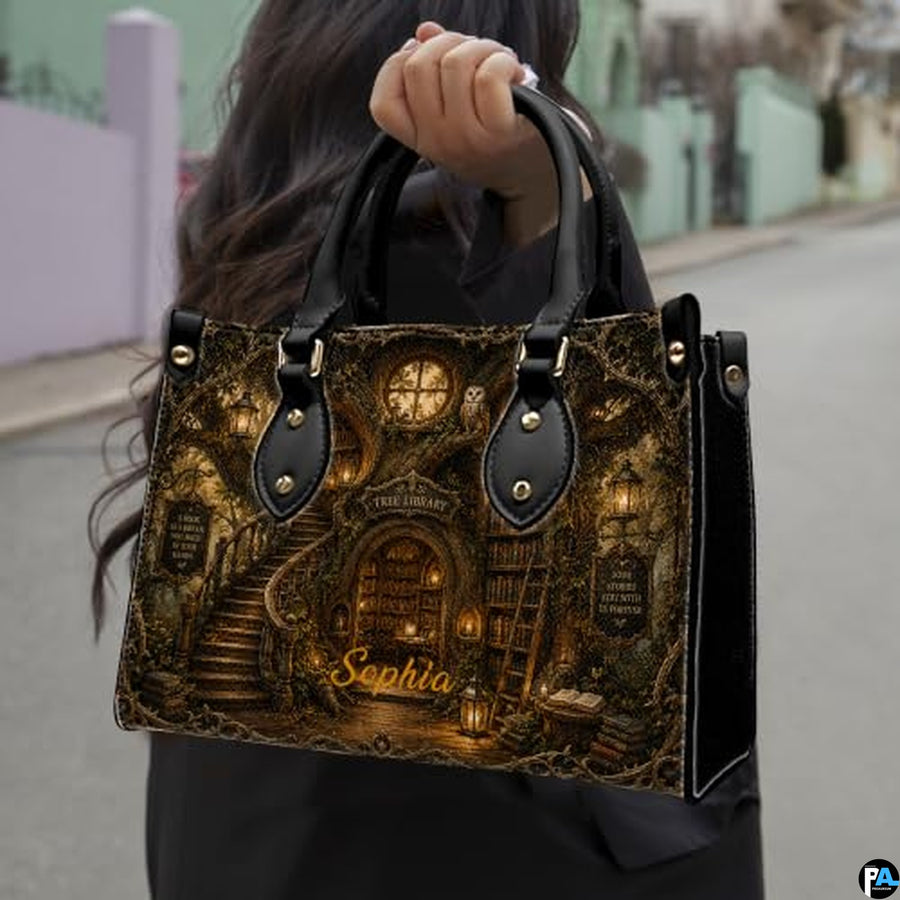 Bookstore Leather Bag, Book Purse for Book Lovers, Shoulder Bag
