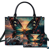 Sunset Lake Butterfly Landscape Handbag and Matching Wallet Set