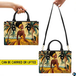 Personalized Black Women Leather Bag, Custom Name African Purses and Handbags Gifts for Mom Birthday Christmas Mothers Day