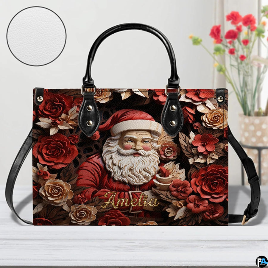 Infographic displaying hardware fixtures, carrying straps, and zipper detailing of Christmas handbag.