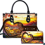Front studio view showcasing stained glass sunrise wildflower artwork alongside companion accessory on white backdrop.