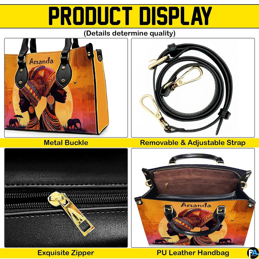 Four detailed visual panels highlighting aesthetic features of the African elephant sunset painting.