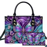 Jeweled Purple Teal Butterfly Draped Gemstone Art Design