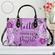 Personalized Flower Floral inspirational quote Handbag for Faith Gift