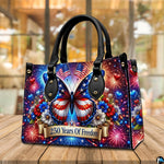 Front close-up view showing matching patriotic fireworks wallet