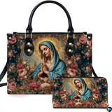 Praying Madonna Cerulean Mantle Devotional Handbag and Wallet Set