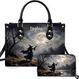Witch Casting Spell Art Full Moon Celestial Graphic