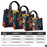 Size chart displaying medium, large, and extra-large handbag dimension options.