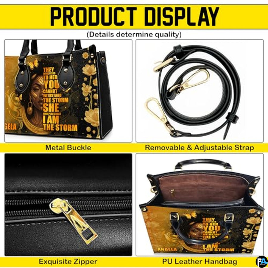 Personalized Leather Handbag for Black Women, Custom African Purse Bag Set, Birthday Meaningful Gifts for Mom, Friend