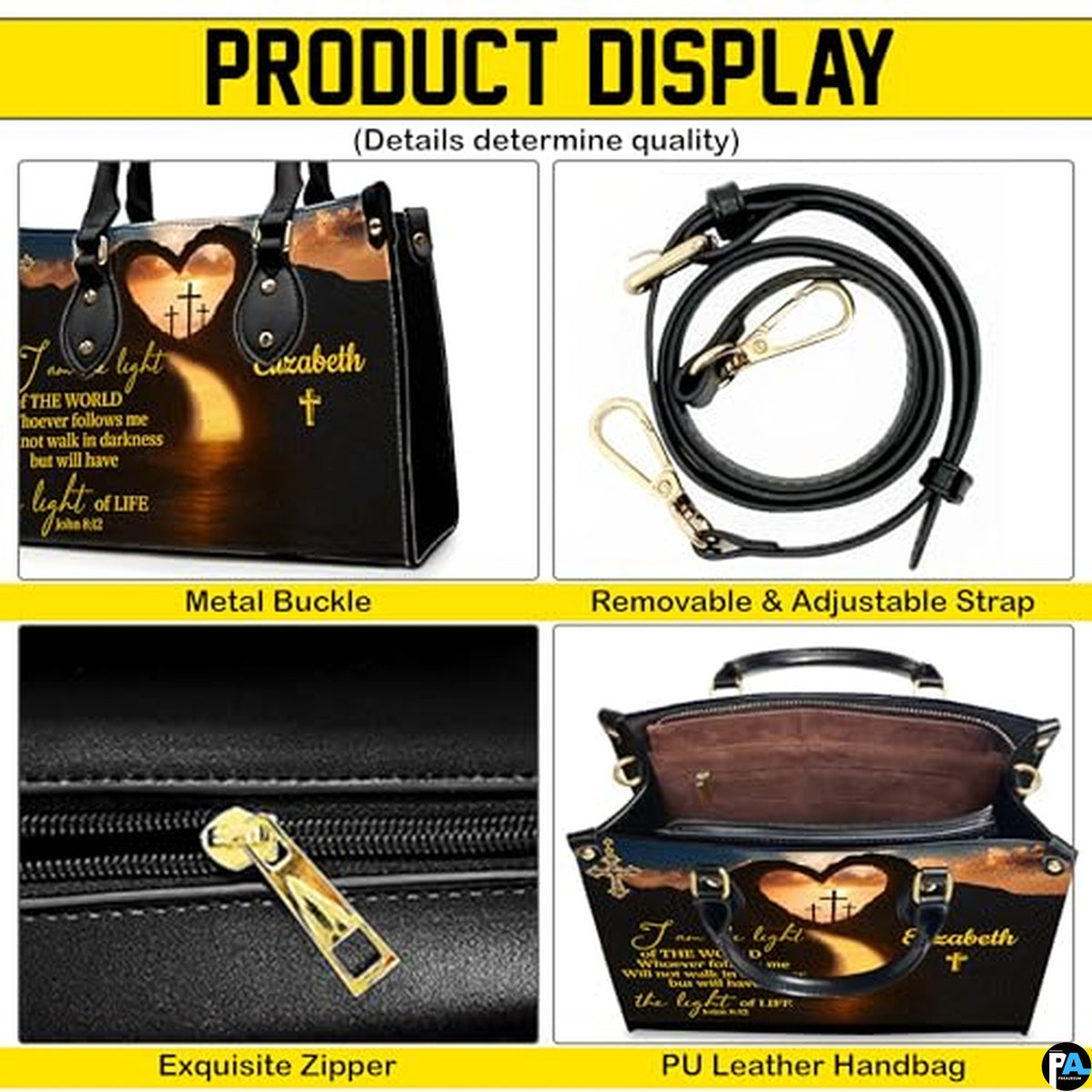 Personalized Christian Leather Handbag For Women, Bible Purse, Religious Bags Christian Gift For Women Her, Jesus Bag