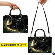 Black Cat Leather Bag – Vintage Cat Art Handbag, Stylish Animal-Themed Purse, Unique Gift for Cat Lovers
