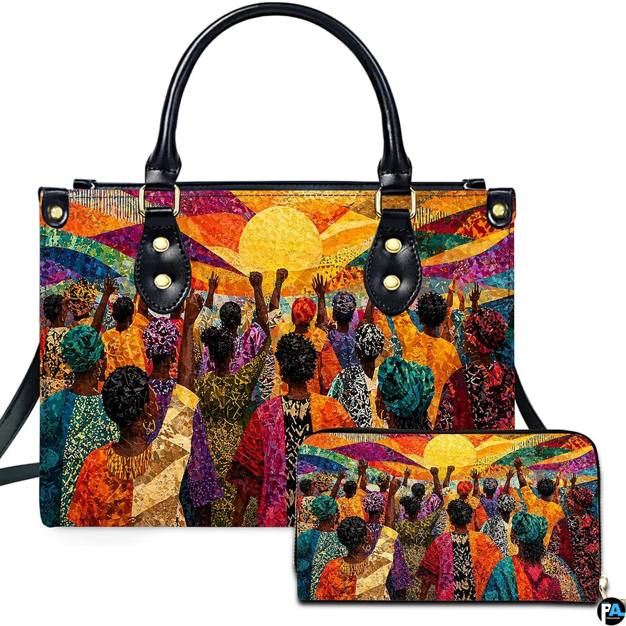 Front studio showcase presenting the mosaic community worship motif and coordinating accessory on white ground.