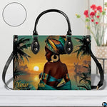 Personalized Black Women Leather Bag, Custom Name African Purses and Handbags Gifts for Mom Birthday Christmas Mothers Day