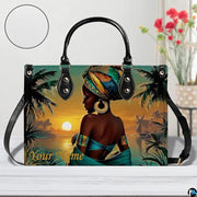 Personalized Black Women Leather Bag, Custom Name African Purses and Handbags Gifts for Mom Birthday Christmas Mothers Day