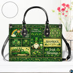 Front view of clover handbag with gnome, rainbow and vintage truck