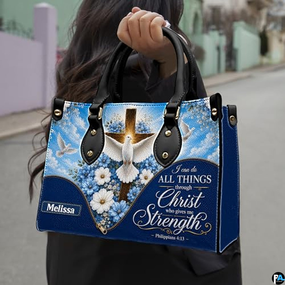 Personalized Christian Leather Handbag, Jesus Christian Tote Bag, Bible Purse, Religious Bags Gift for Mom, Women