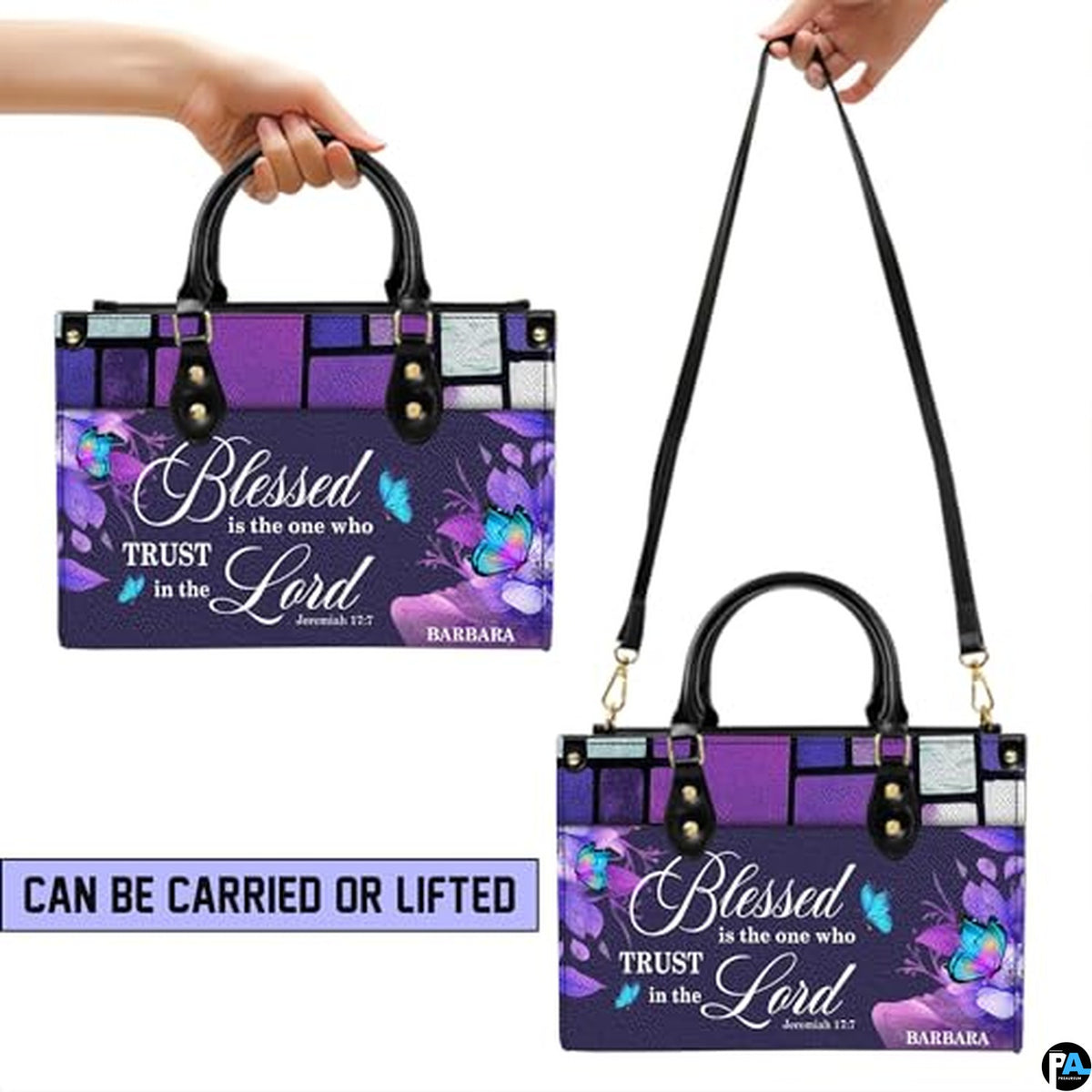 Personalized Christian Leather Handbag, Jesus Christian Tote Bag, Bible Purse, Religious Bags Gift for Mom, Women