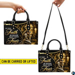 Personalized Lioness Faith Woman Leather Handbag, Gift for Mom
