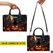 Black Cat Leather Bag – Vintage Cat Art Handbag, Stylish Animal-Themed Purse, Unique Gift for Cat Lovers