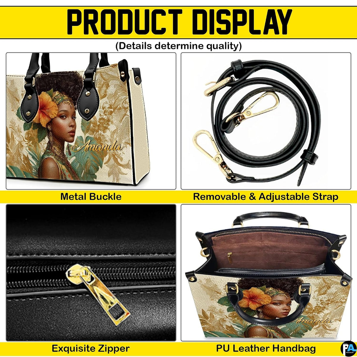 Feature breakdown graphic highlighting distinct visual elements and aesthetic construction.