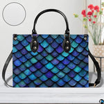Personalized Gradient Teal Purple Dragon Scale Shoulder Bag