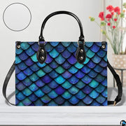 Personalized Gradient Teal Purple Dragon Scale Shoulder Bag