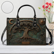 Personalized Animal Leather Handbag – Custom Name Flowers with 2D Print with 3D Effect – Gift for Gramma, Mom, Daughter