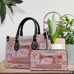 Tabletop styling of rose gold sewing machine design positioned beside delicate indoor accents.