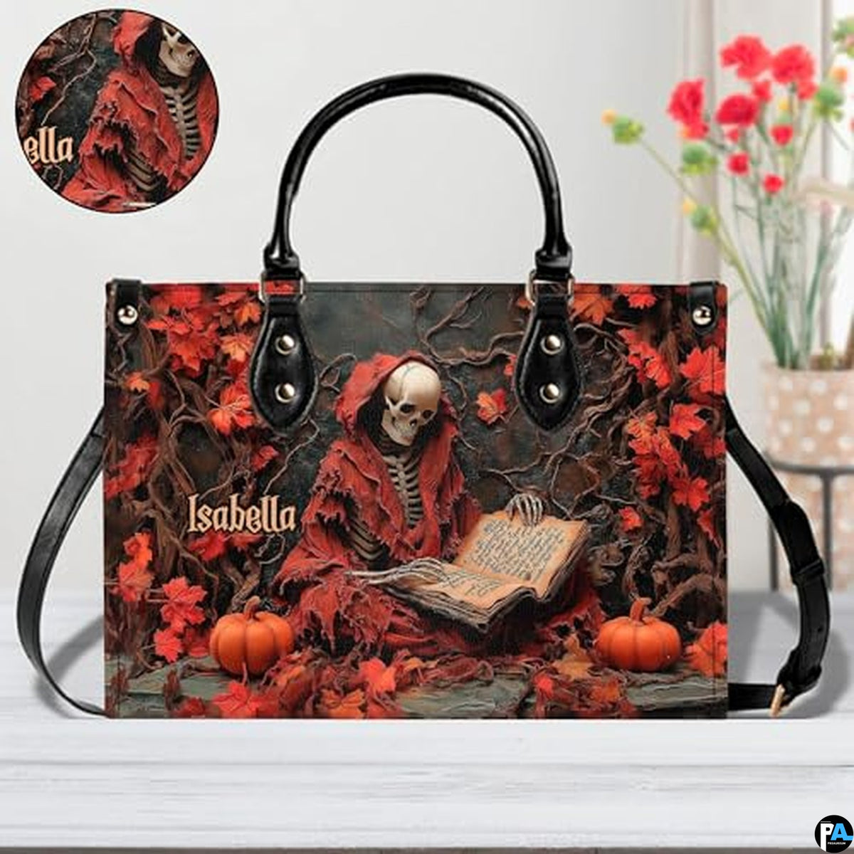 Personalized Witch Leather Bags, Halloween Purses For Women, Witch Art Bag, Spooky Halloween Purses, Holiday Gifts