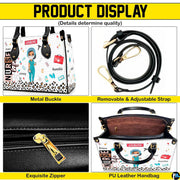 Four-panel showcase illustrating design details, hardware, and interior layout.