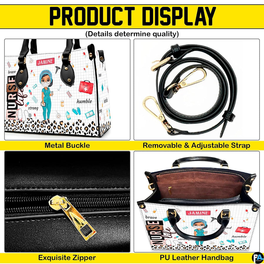 Four-panel showcase illustrating design details, hardware, and interior layout.