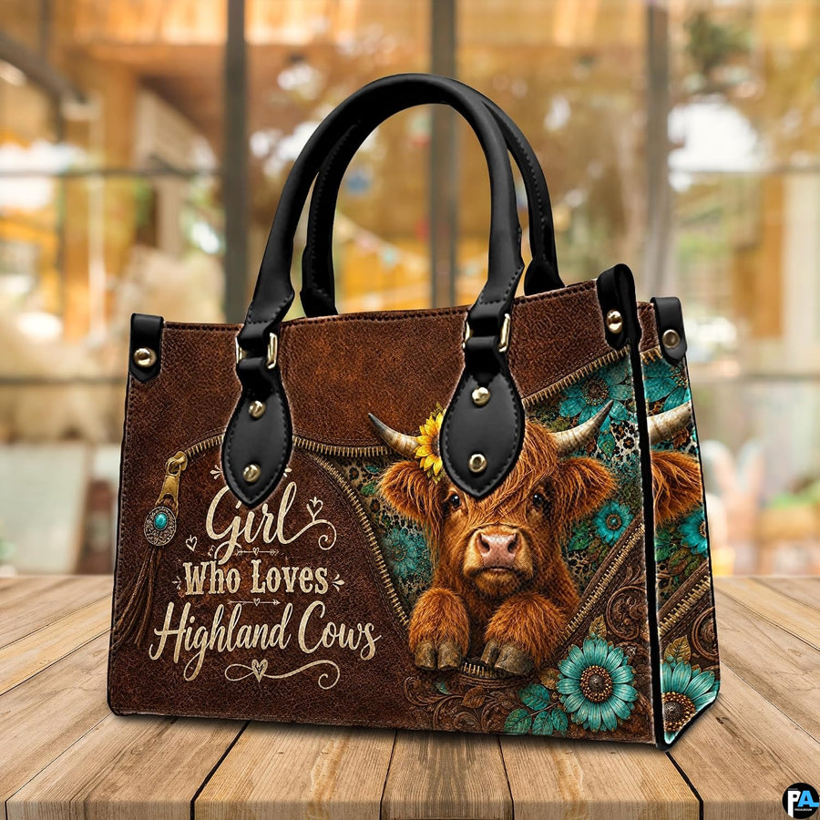 Angled perspective view focusing on the turquoise mandala graphics and rustic calf illustration.