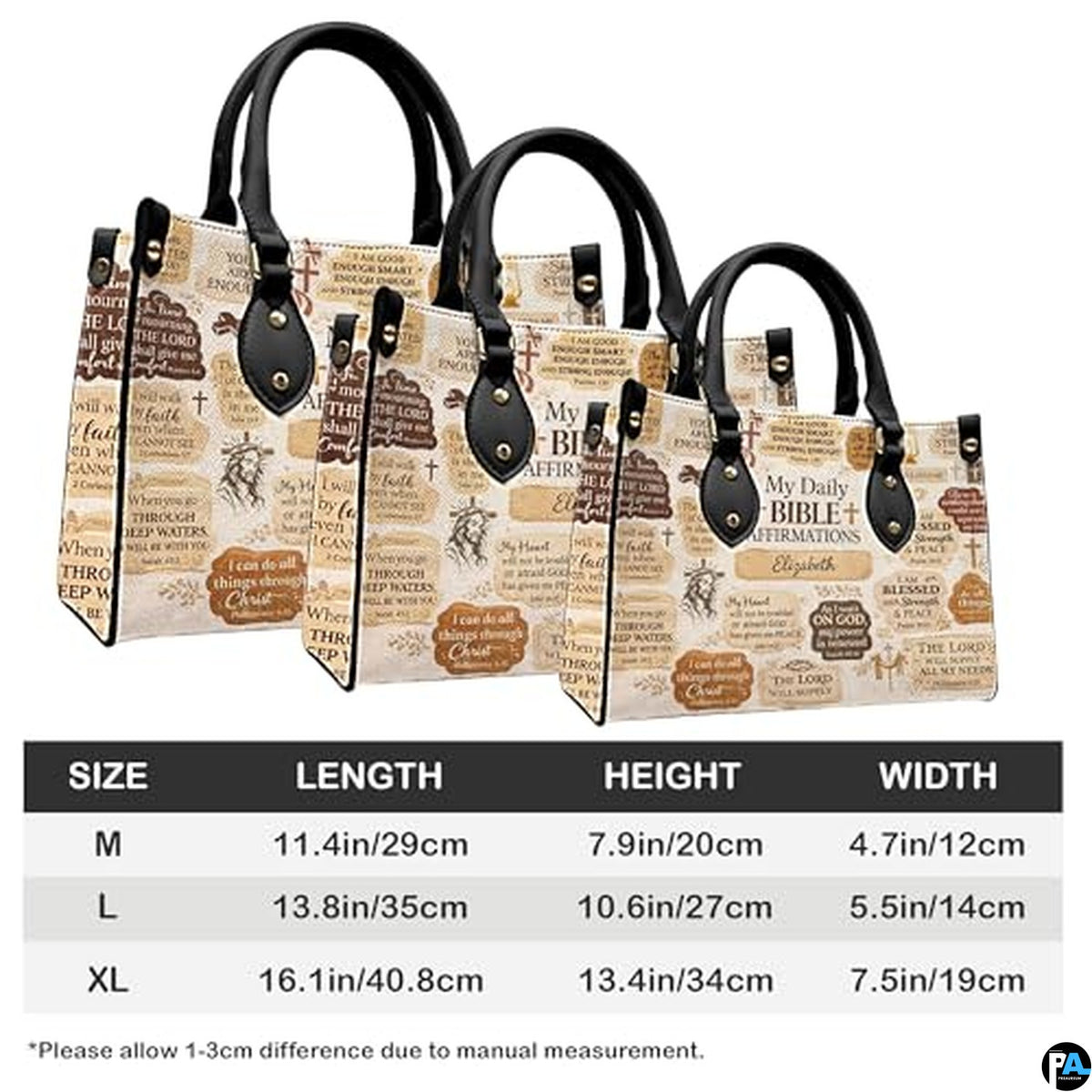 Personalized Christian Leather Handbag – Custom Purse Faith Gift for Mom, Grandma, Women Birthday or Christmas