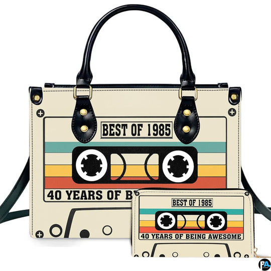 Front studio presentation displaying retro cassette tape artwork alongside companion accessory on white surface.