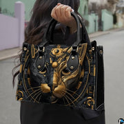 Black Cat Leather Bag – Vintage Cat Art Handbag, Stylish Animal-Themed Purse, Unique Gift for Cat Lovers