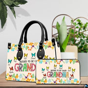 Mothers Day Gift Leather Bag- Personalized Grandmas Purse With Grandkids Names, Grandma Handbag Birthday Gifts For Mom Women